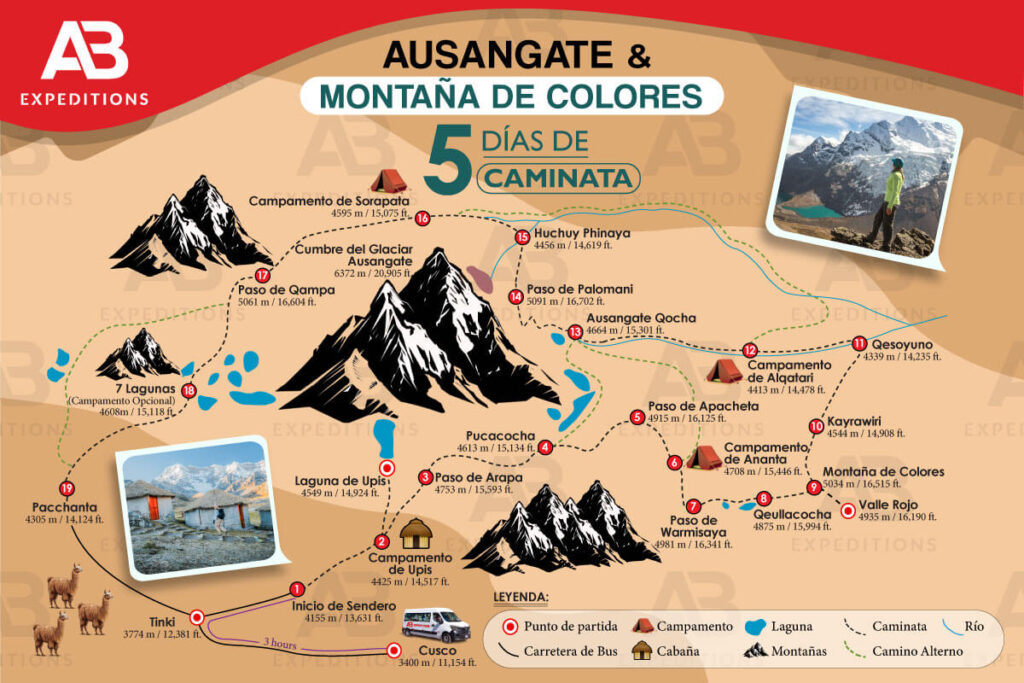 mapa de ausangate de 5 dias