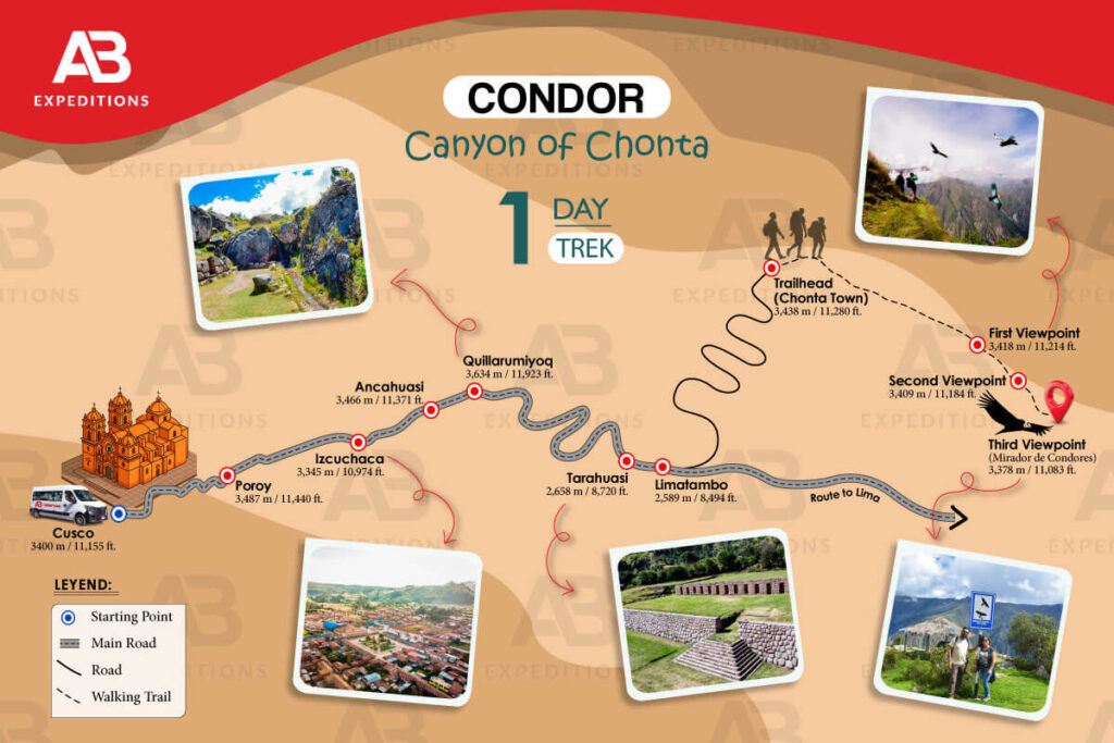 condor canyon of chonta 1 day trek map