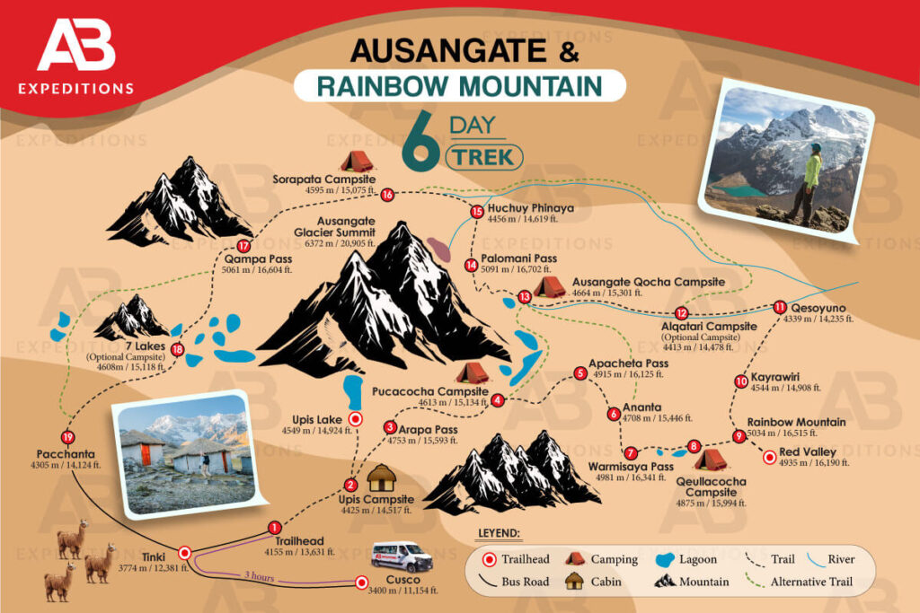 ausangate trek 6 days map